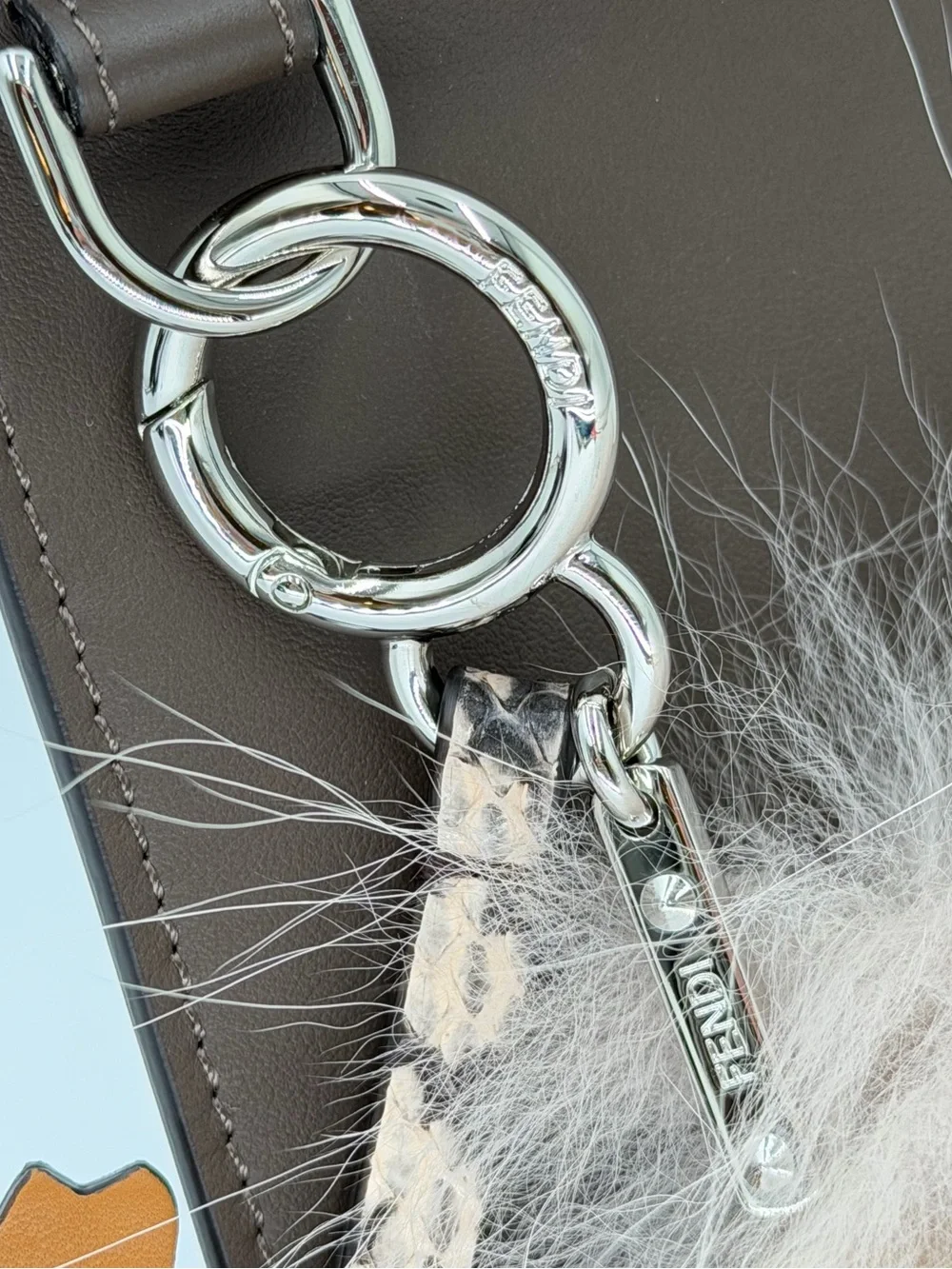 Fendi Limited Edition 100th Anniversary Leather Zip Pouch w/Squirrel Pom Charm🐿️ - Picture 3 of 15